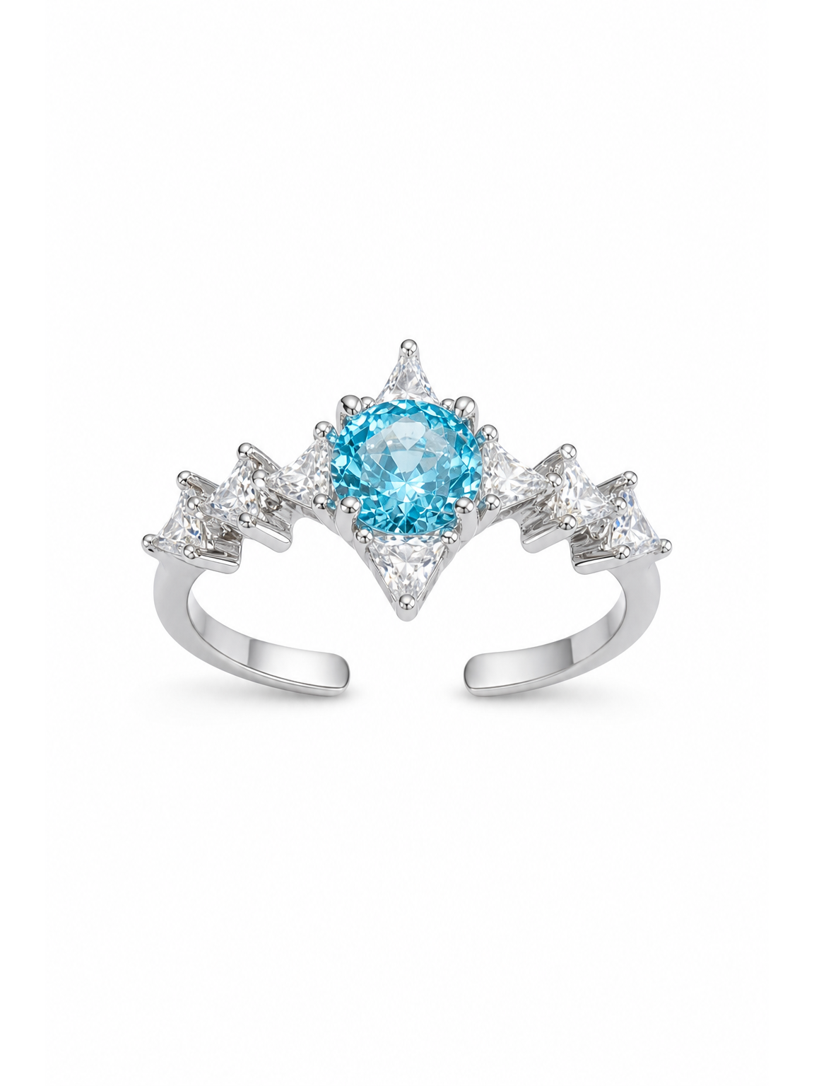 Blue Zircon Star Open Ring 1