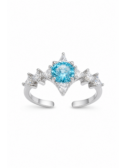 Blue Zircon Star Open Ring 1