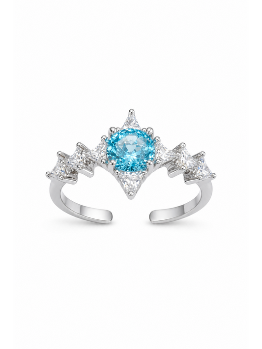 Blue Zircon Star Open Ring 1