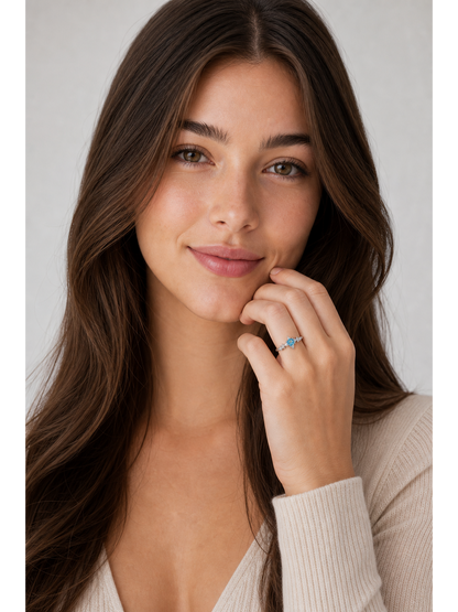 Blue Zircon Star Open Ring 2