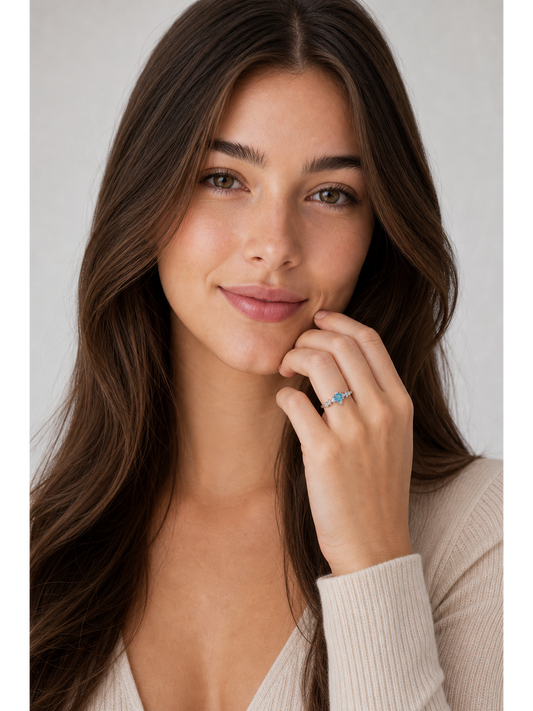 Blue Zircon Star Open Ring 2