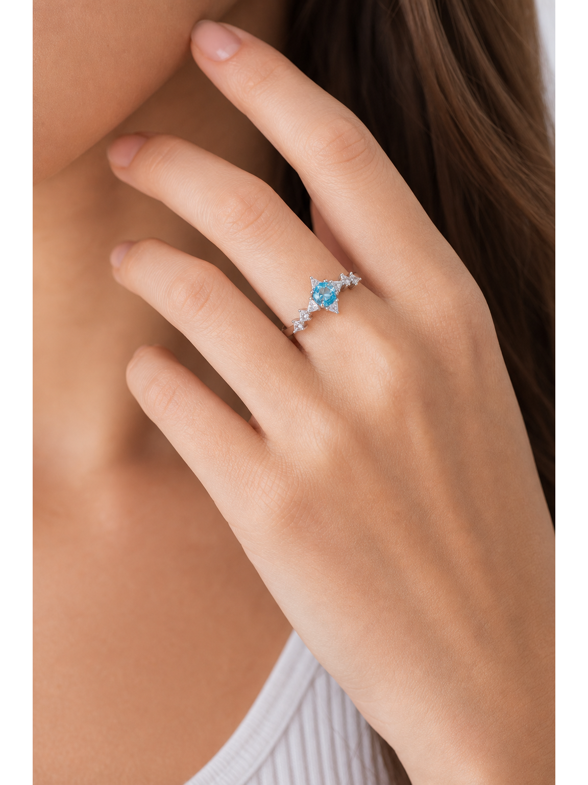 Blue Zircon Star Open Ring 3