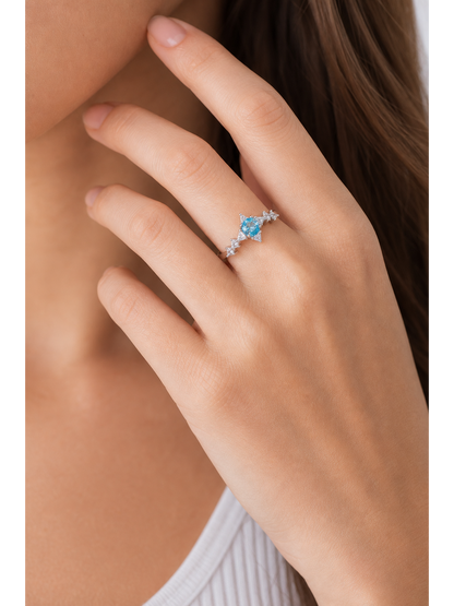 Blue Zircon Star Open Ring 3