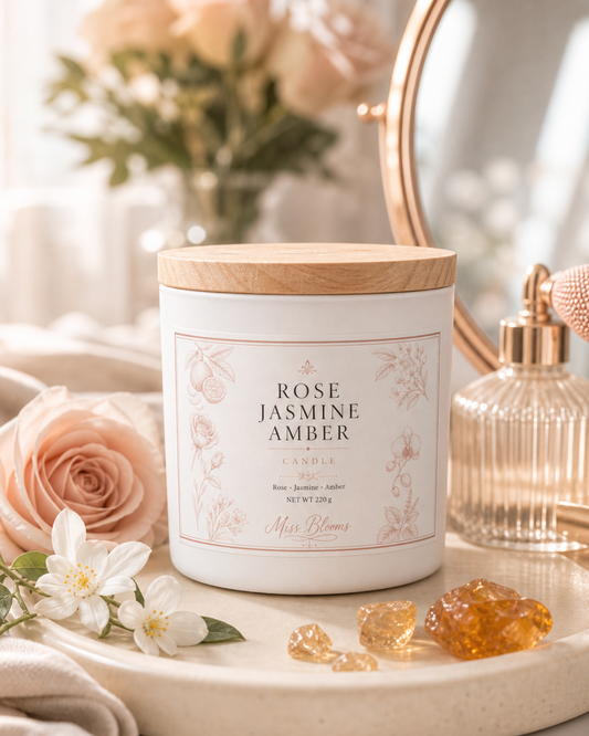 Rose Jasmine Amber Scented Candle | Inspired by Flowerbomb