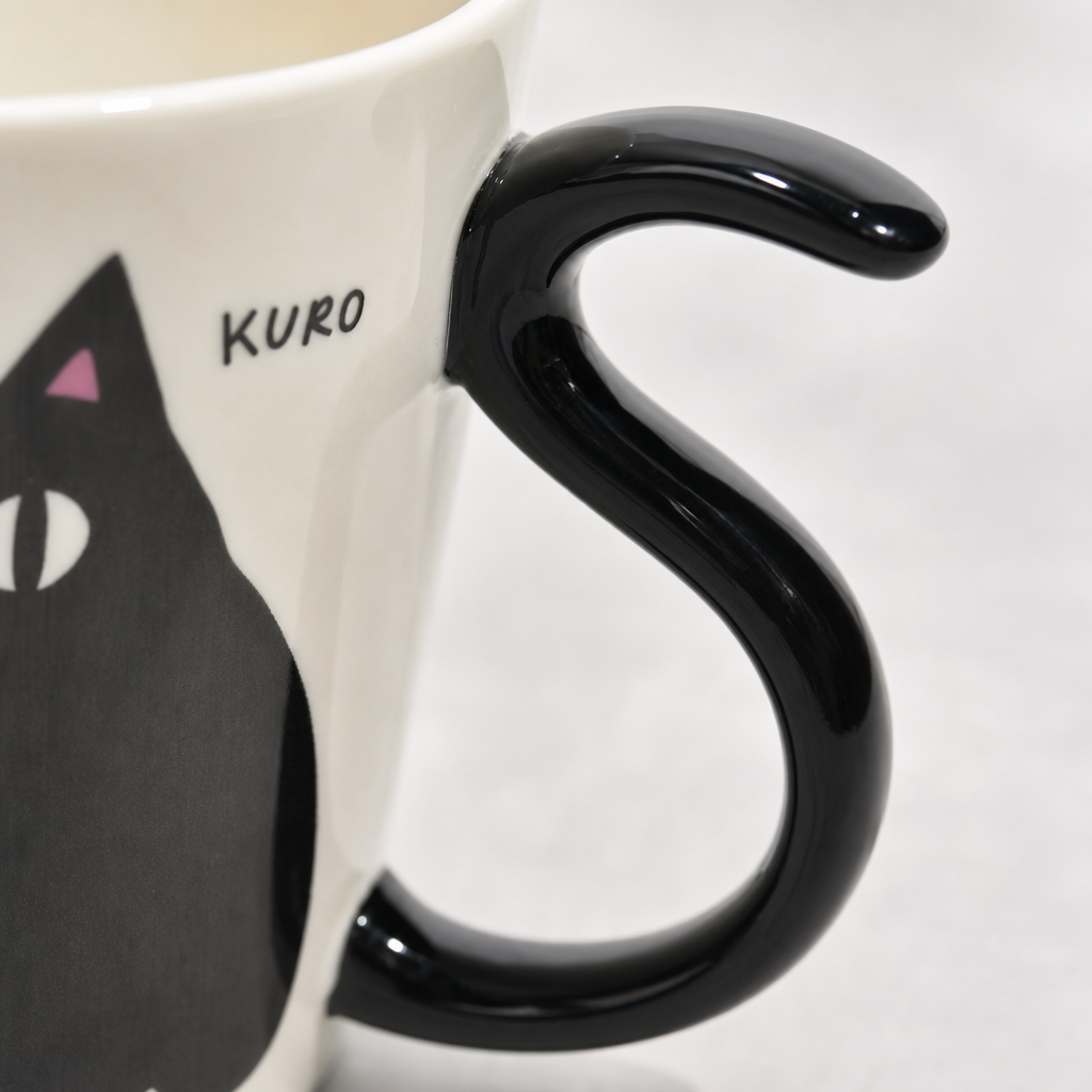 Cat-Print Mug with Tail Handle