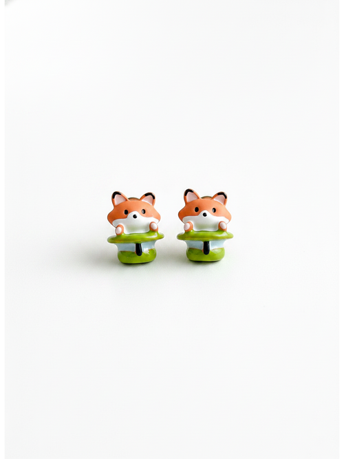 Cute Fox with Sterling Silver Posts Earring