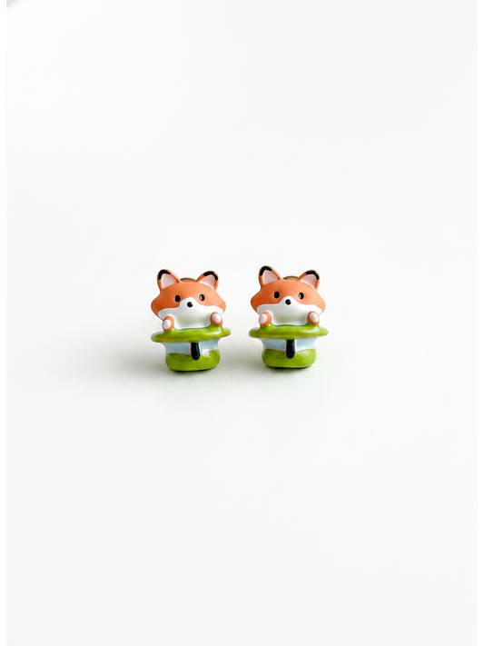 Cute Fox with Sterling Silver Posts Earring 1