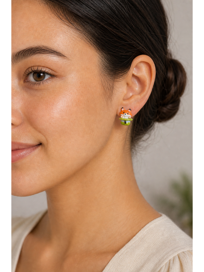 Cute Fox with Sterling Silver Posts Earring 3