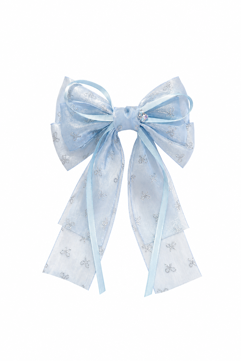 Elegant Blue Sheer Bow Hair Clip, Pack of 2 1