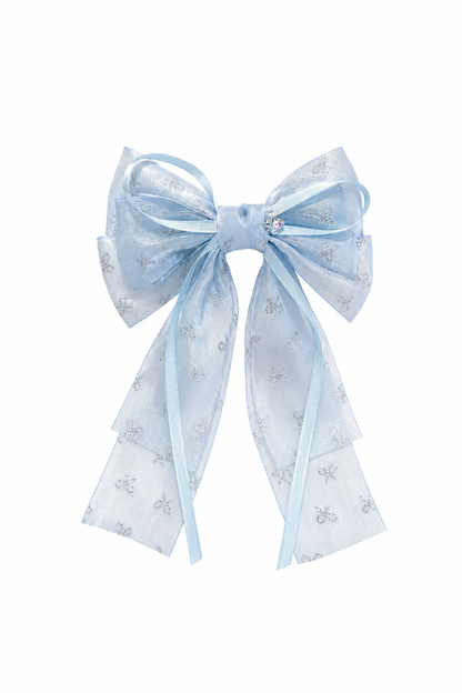Elegant Blue Sheer Bow Hair Clip, Pack of 2 1