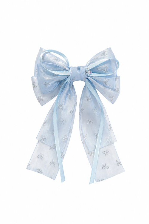 Elegant Blue Sheer Bow Hair Clip