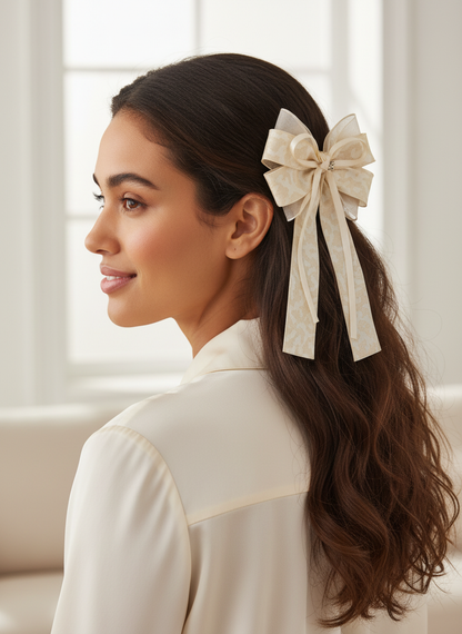 Elegant Ivory Bow Hair Clips - Set of 2 2
