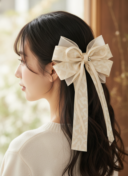 Elegant Ivory Bow Hair Clips - Set of 2 3