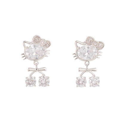 Crystal Kitty Cherry Drop Earrings