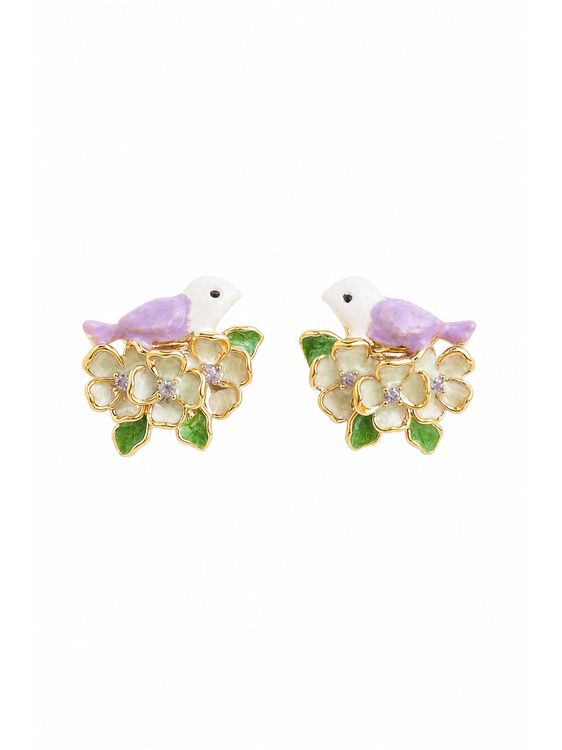 Bird And Blossom Gold with Sterling Silver Posts Earring 1