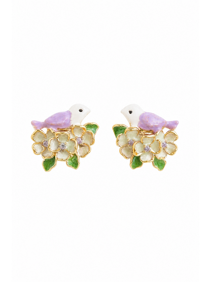 Bird And Blossom Gold with Sterling Silver Posts Earring 1