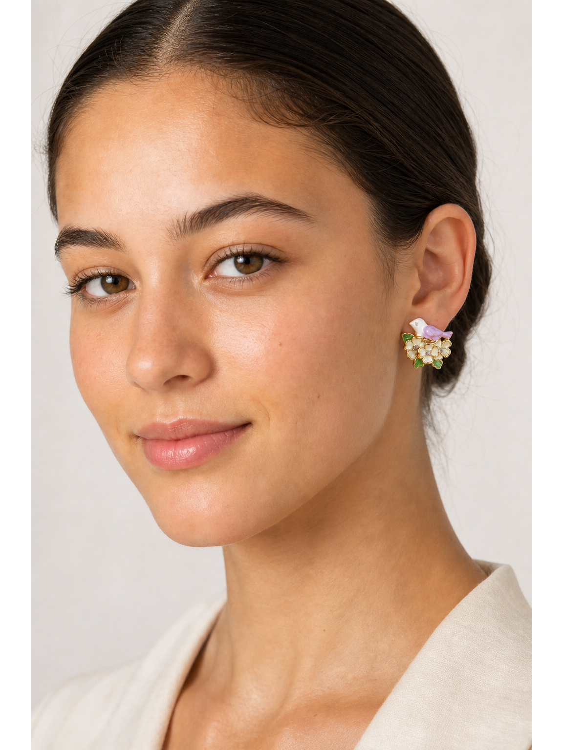 Bird And Blossom Gold with Sterling Silver Posts Earring 3