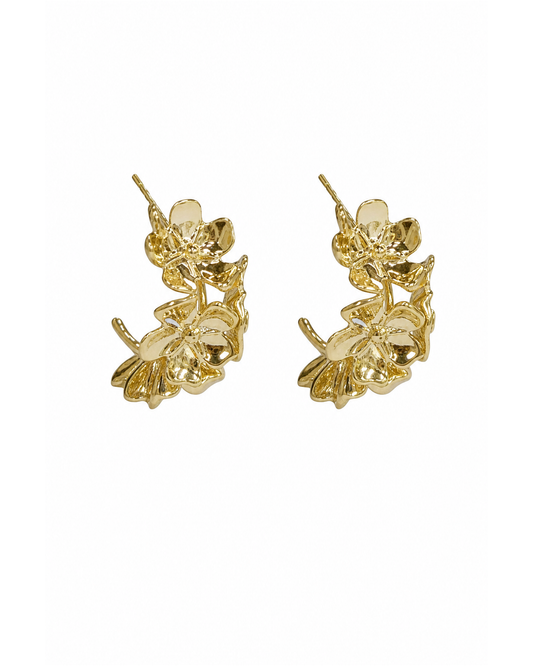 Floral Cluster Gold with Sterling Silver Posts Earring 1