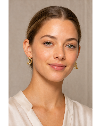 Floral Cluster Gold with Sterling Silver Posts Earring 3