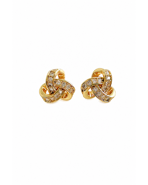Knot Zircon Gold with Sterling Silver Posts Earring