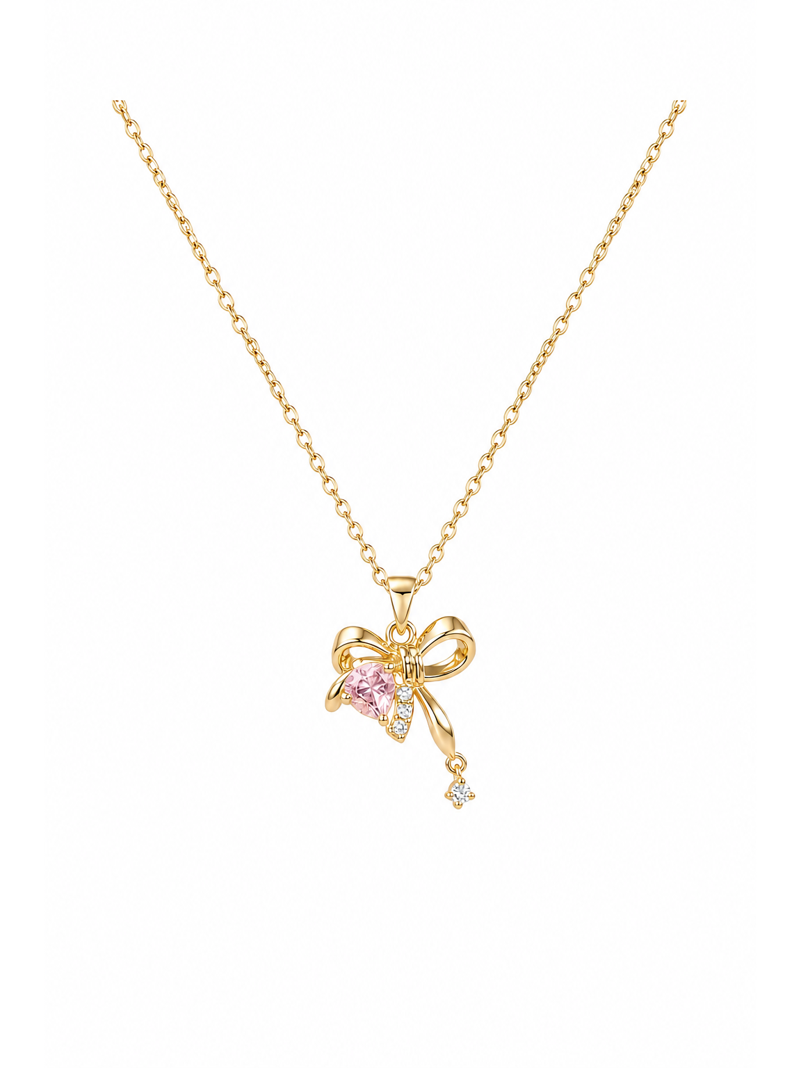Gold Plated Bow Pendant Necklace 1