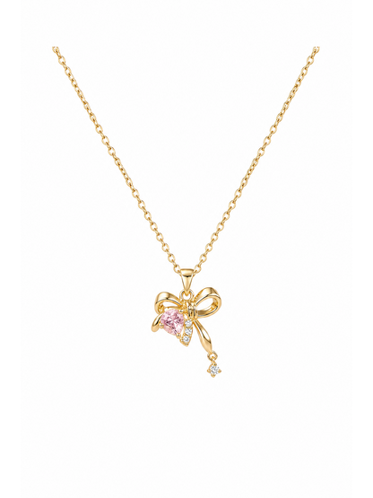 Gold Plated Bow Pendant Necklace 1
