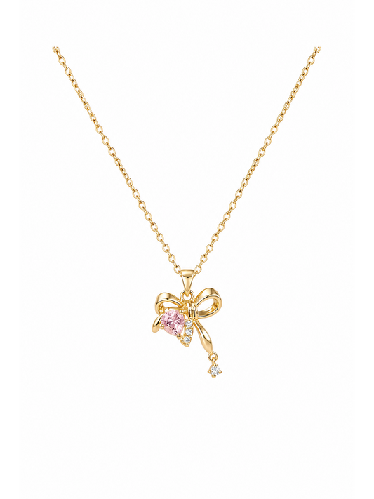 Gold Plated Bow Pendant Necklace 1