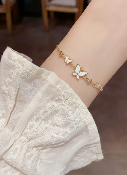 Gold Plated Butterfly Bracelet with Cubic Zirconia Accents 3