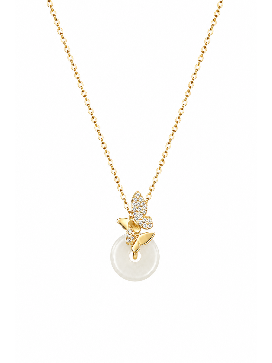 Gold Plated Butterfly Donut Pendant Necklace 1