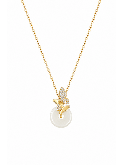 Gold Plated Butterfly Donut Pendant Necklace 1