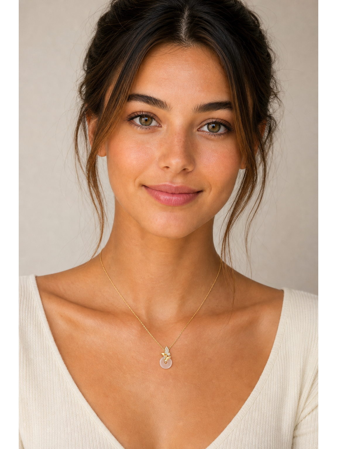 Gold Plated Butterfly Donut Pendant Necklace 2