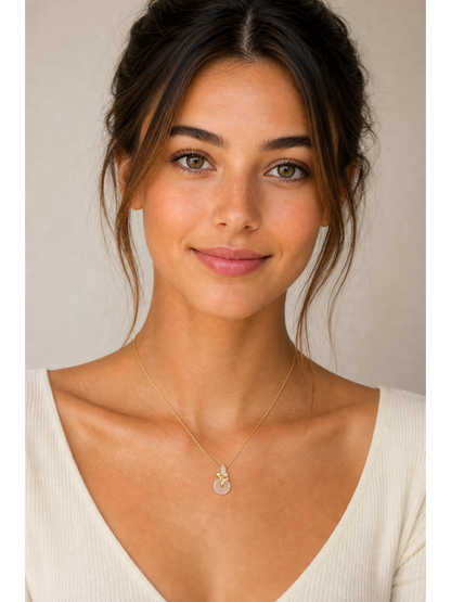 Gold Plated Butterfly Donut Pendant Necklace 2