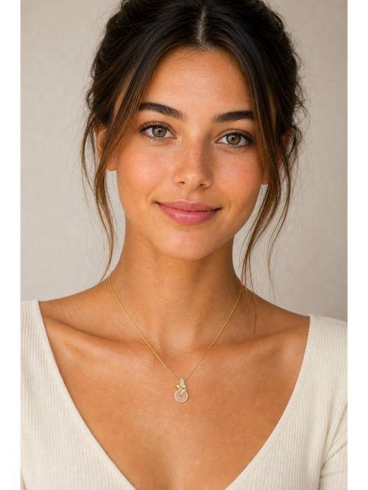 Gold Plated Butterfly Donut Pendant Necklace 2