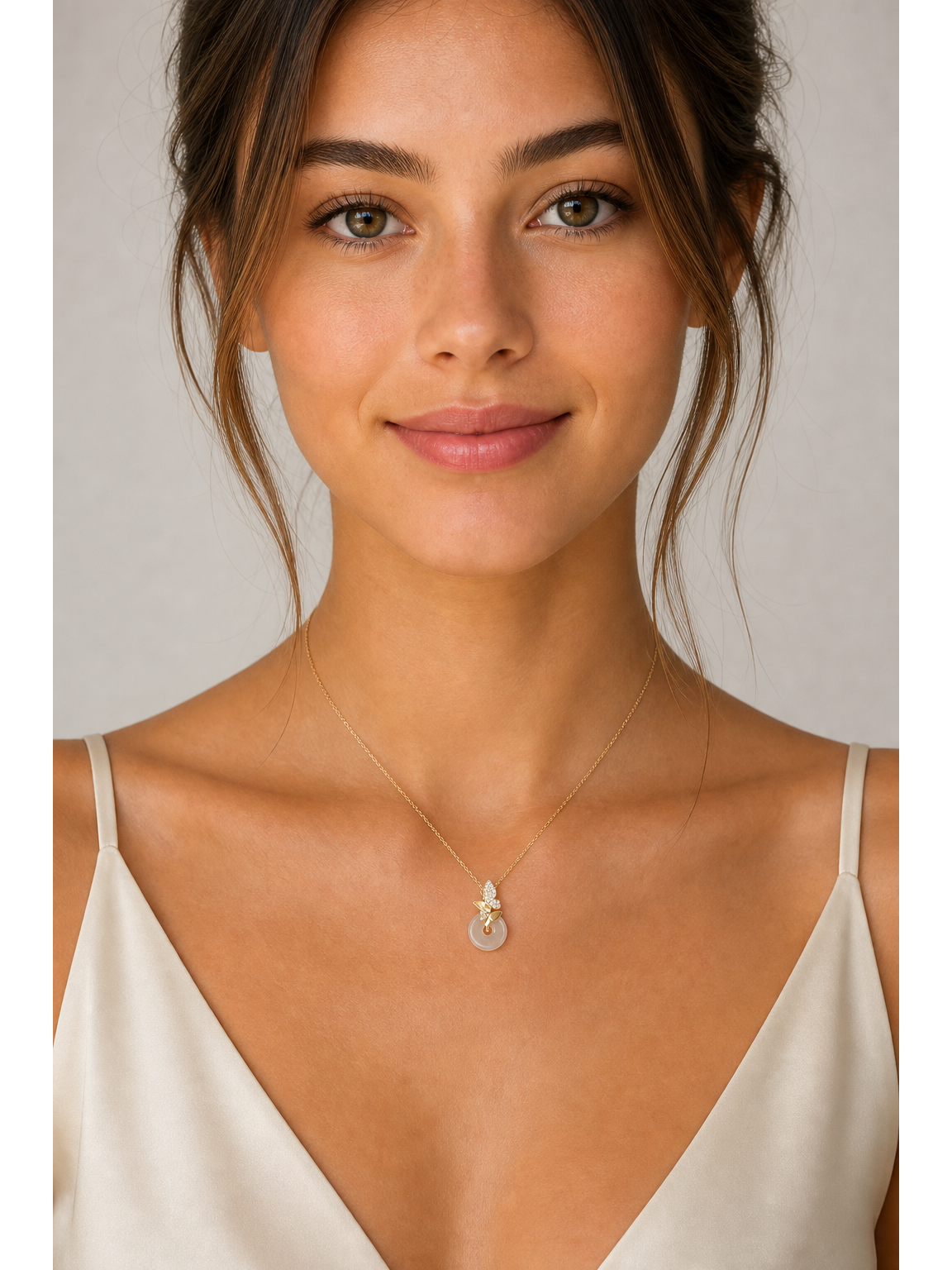 Gold Plated Butterfly Donut Pendant Necklace 3