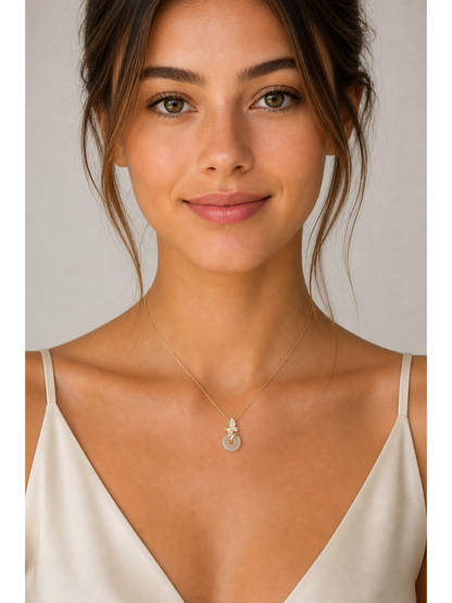 Gold Plated Butterfly Donut Pendant Necklace 3