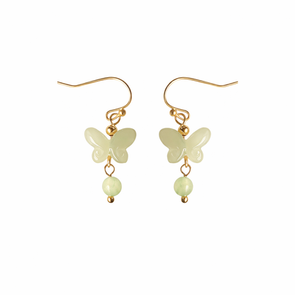 Delicate Butterfly Drop With Natural Stone Gold Plated with Sterling Silver Posts Earring 1