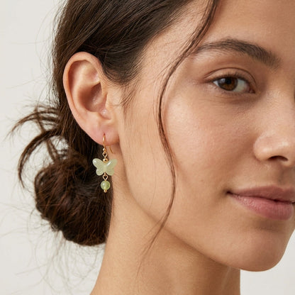 Delicate Butterfly Drop With Natural Stone Gold Plated with Sterling Silver Posts Earring 5