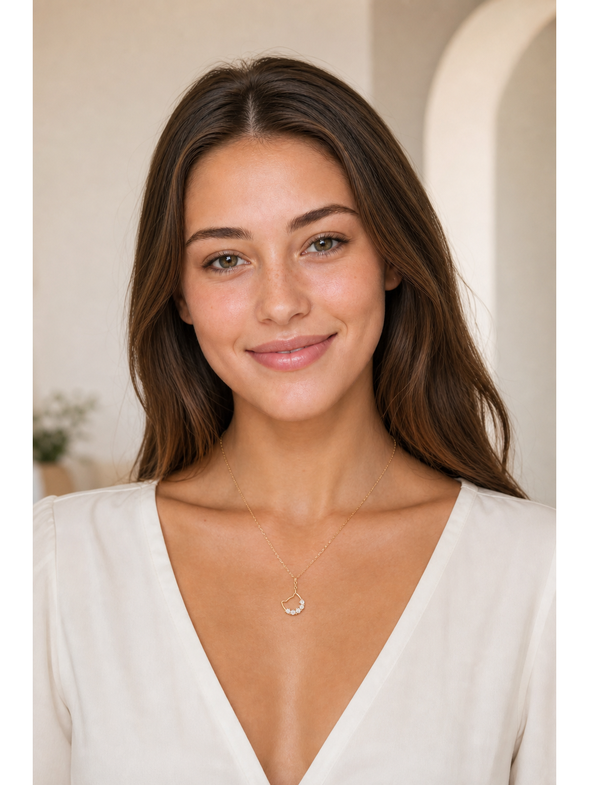 Gold Plated Cat Outline Zircon Pendant Necklace 2