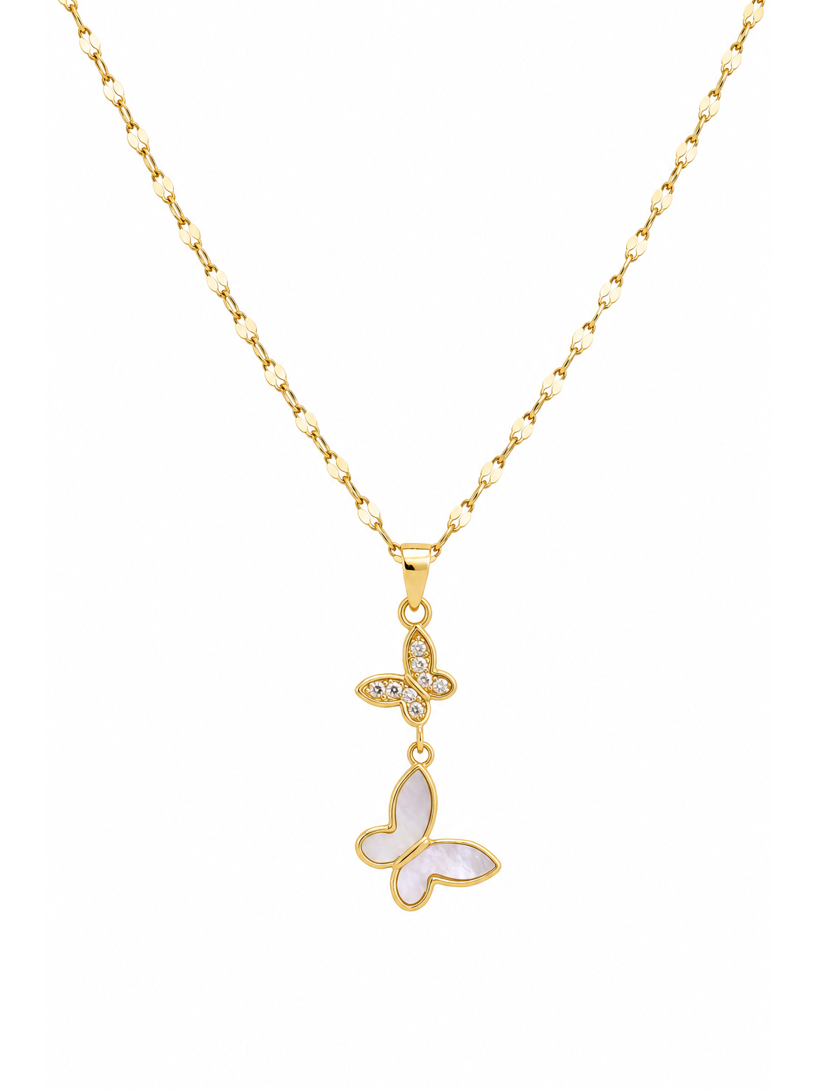 Gold Plated Double Butterfly Sterling Silver Necklace 1