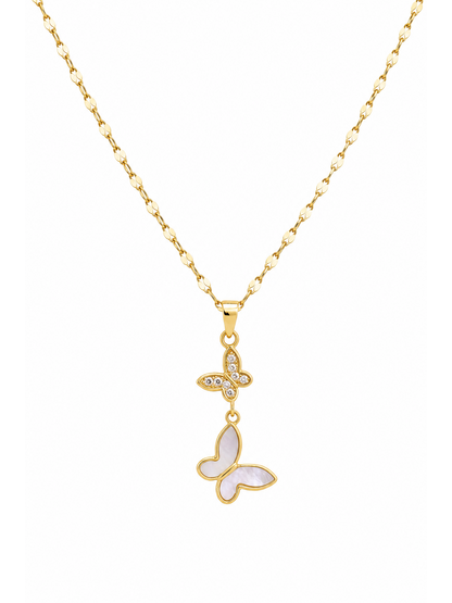 Gold Plated Double Butterfly Sterling Silver Necklace 1