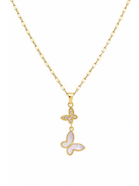 Gold Plated Double Butterfly Sterling Silver Necklace 1