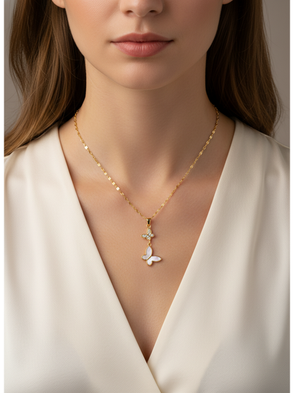 Gold Plated Double Butterfly Sterling Silver Necklace 3