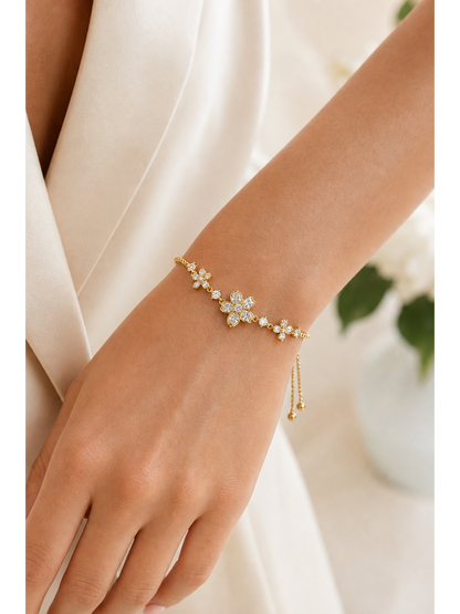 Gold Plated Floral Slider Bracelet 3