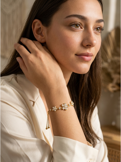 Gold Plated Floral Slider Bracelet 5