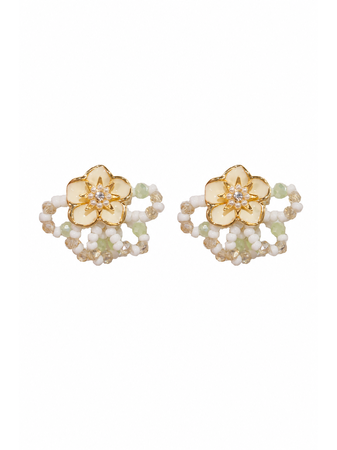 Plated Flower Bead Gold with Sterling Silver Posts Earring 1