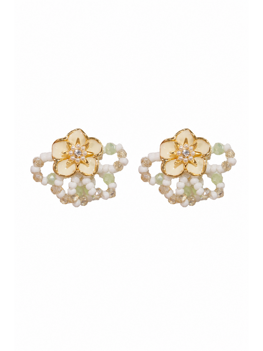 Plated Flower Bead Gold with Sterling Silver Posts Earring 1