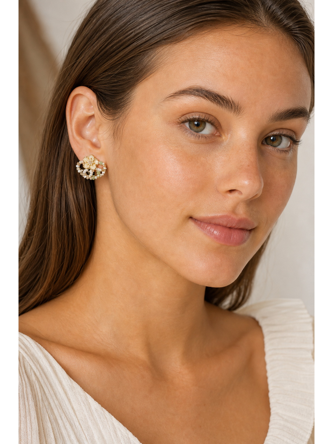 Plated Flower Bead Gold with Sterling Silver Posts Earring 3
