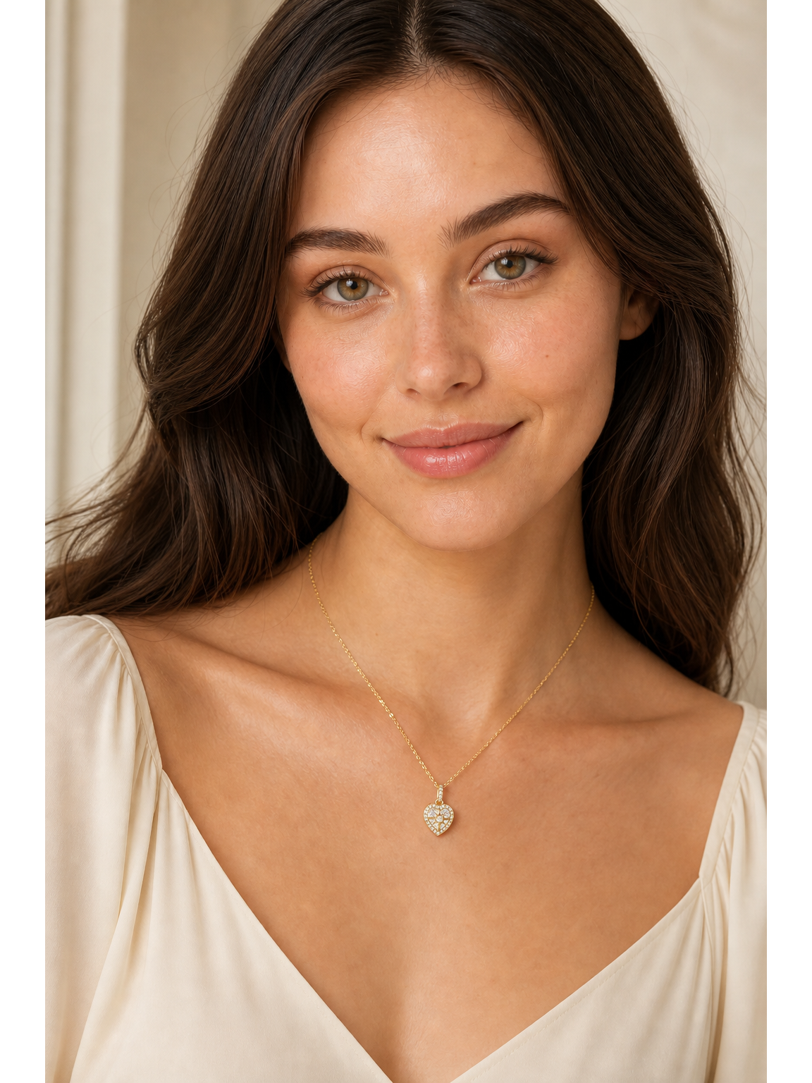 Gold Plated Heart Compass Zircon Necklace 2