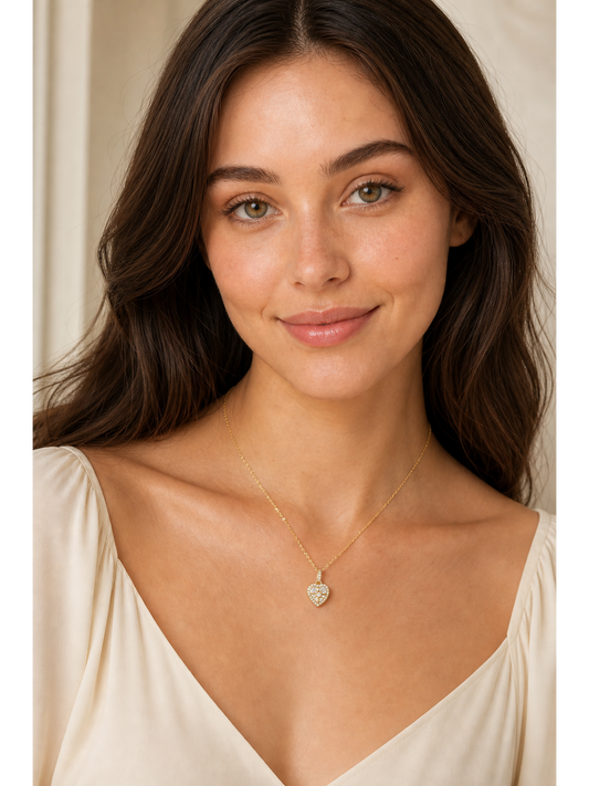 Gold Plated Heart Compass Zircon Necklace 2