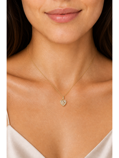Gold Plated Heart Compass Zircon Necklace 3